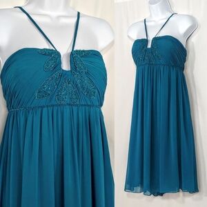 2000s beaded babydoll halter dress